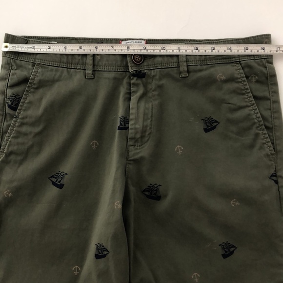 Shorts Jack & Jones Bowie Flat Front Chino Shorts Nautical Theme Green Size M. - Picture 8 of 13